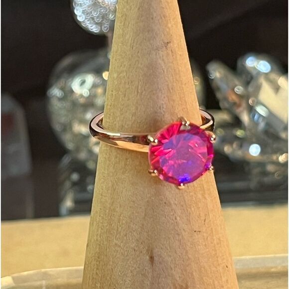 Stunning Volcanic Quartz Solitaire Engagement Ring Vermeil Rose Gold/ Sterling. - Picture 8 of 15